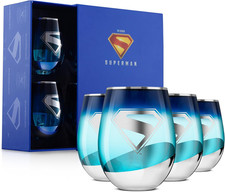 DC Superman a Symbol of Hope Stemless Drinking Glasses, Glass Cups Set of 4, 19O
