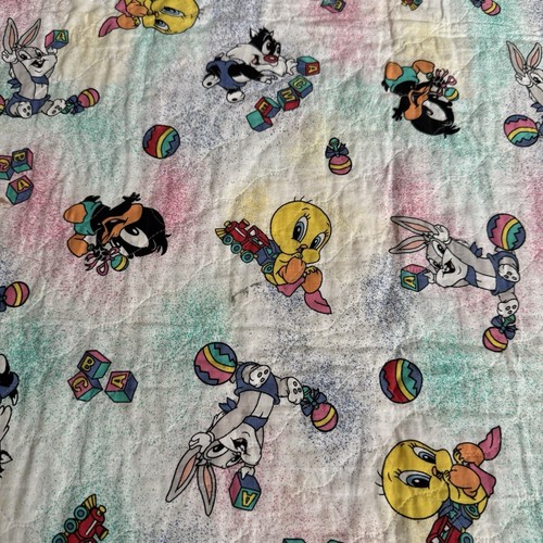 Vintage Disney Baby Looney Tunes Handmade Baby Blanket Tweety Bugs Bunny Quilt - Picture 6 of 9