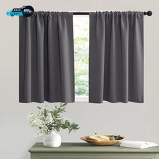 Short Curtains Gray Half Window  for Bedroom   Wide 42 X Long 36 Inches