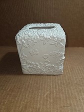 Tissue Box Cover Square Ceramic Croscill Floral Leaves