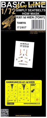 HGW 172807 1:72 Kawasaki Ki-61-Id Hien Basic Line: Sicherheitsgurte + Masken