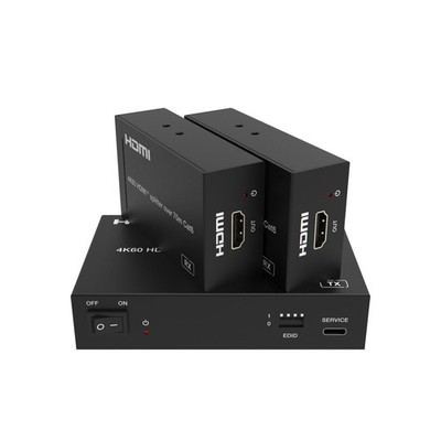 HDMI 2.0 Splitter 1 in 2+1 Out Extender over CAT6 LAN 60m Reichweite 4K 60Hz HDR