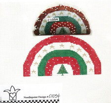 The Princess and Me Xmas Rainbow Stitch Guide Handpainted Needlepoint Canvas