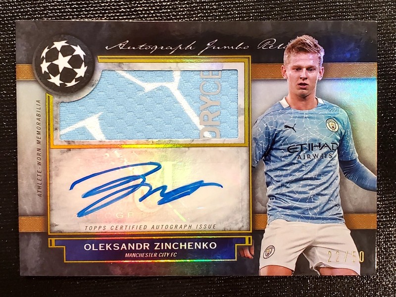 Oleksandr Zinchenko AUTO 2021 Topps Museum Collection UCL Relic 22/50 AJR-OZ