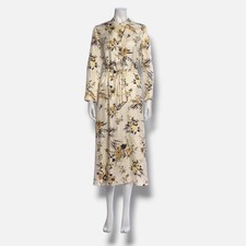 Tory Burch Women's Biege Floral Printed Silk Drip Bouquet Shirt Dress Size-6