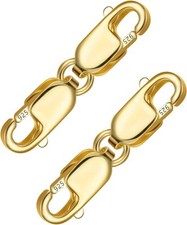 Bracelet Extender Gold Necklace Clasps and Closures 14K Gold Plated 925 Sterl...