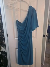 Calvin Klein Women's Blue One Shoulder Short Party Dress Sz 8 Ruched Cocktail
