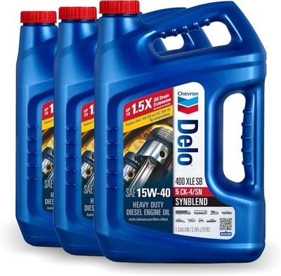 Chevron Delo 400 XLE SB 15W-40 Synblend Motor Oil Case of 3-1 Gallon Bottles