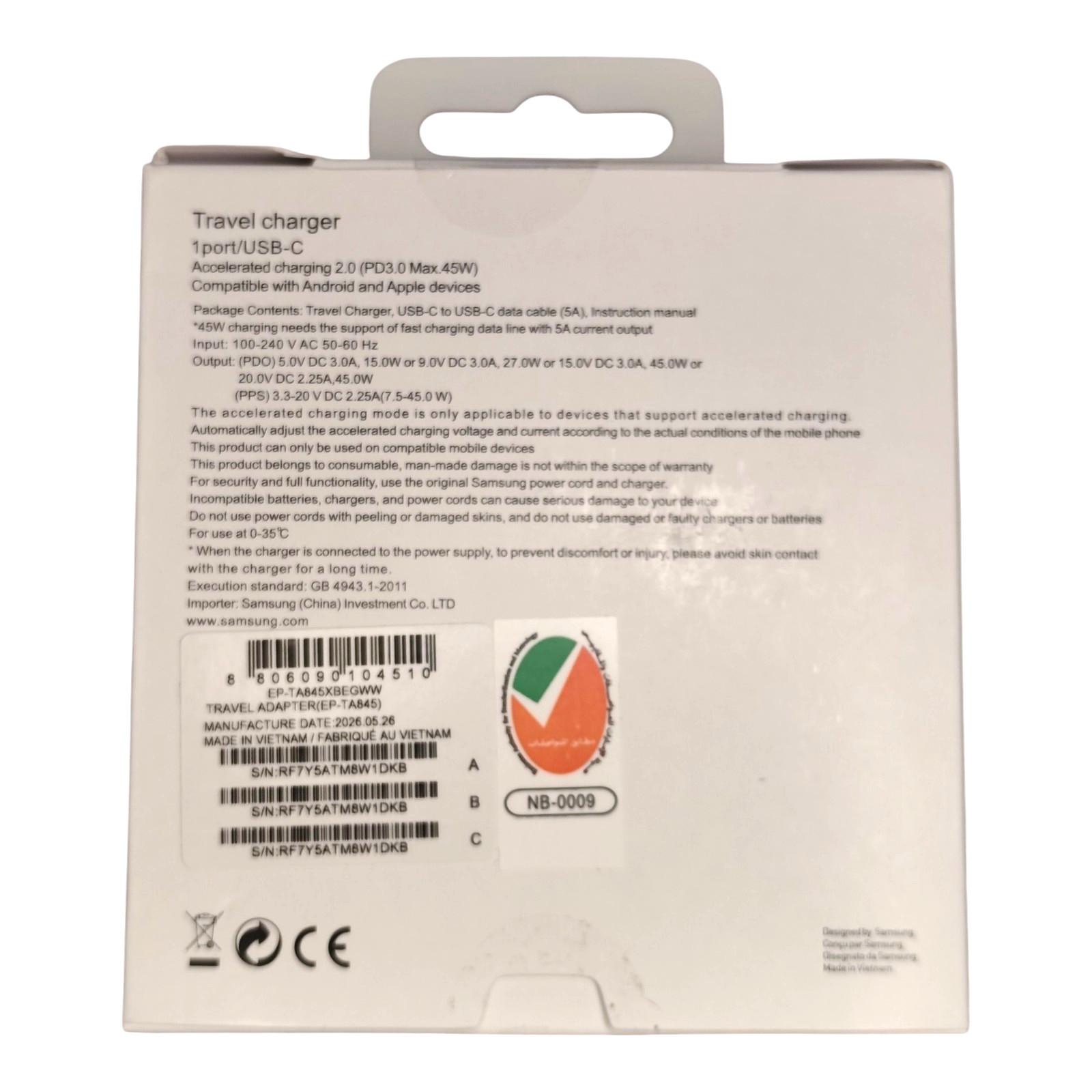Caricabatterie Samsung USB Type-C Super Fast Charging 45W foto 5