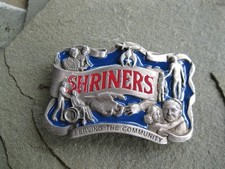 Shriners Belt Buckle. Serving the Community. Freemason Fraternal Order. Made in