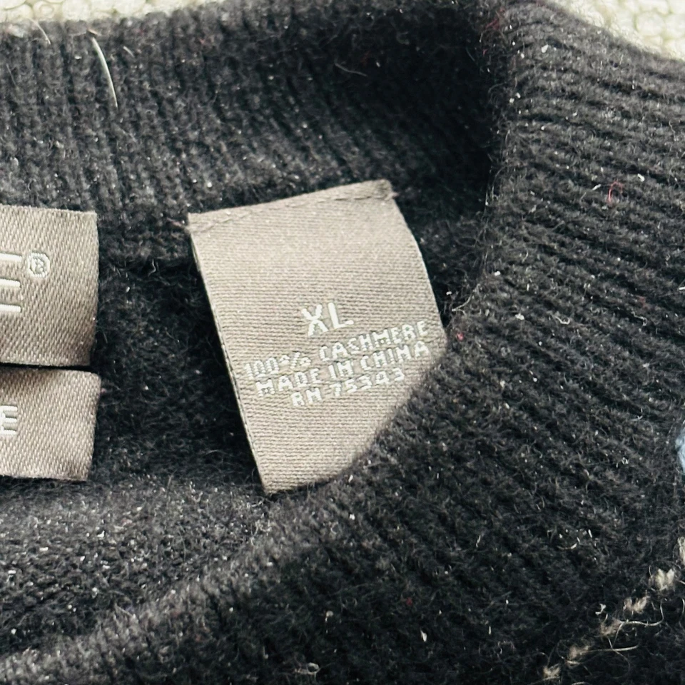 GIASONE Mens 100 Percent Cashmere Argyle Crewneck Sweater XL Black Blue Grey - Image 3 of 4