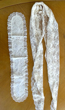 Vintage 1980s Lace Scarf Shawl Wrap Ecru  Collar Lace Lined - 2 Items