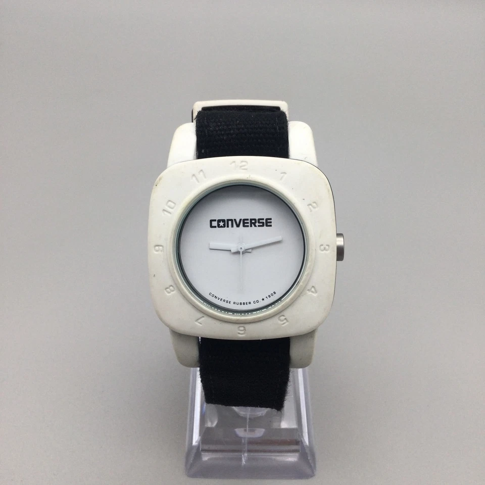 Reloj Converse Todo Propósito 37mm Hombre Blanco Negro Correa Goma Batería Nueva Foto 2 de 4