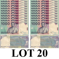 Indonesia 1000 Rupiah 2000-2016 P 141 Random Years UNC 1/5 Bundle Lot 20 pcs NR