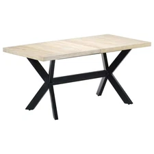  Dining Table White and black Solid mango wood and powder-coated steel