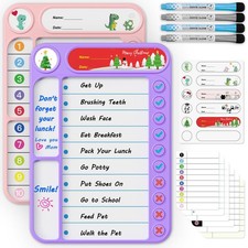 2-Pack Magnetic Chore Chart for Kids, ADHD Task Tracker Easy-Check Routine Dr...