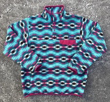 Vintage Patagonia Synchilla Women's L Snap-T Fleece Pullover Jacket Geometric