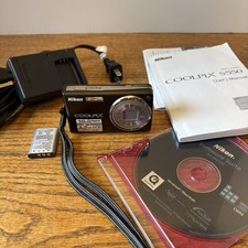 Nikon Coolpix S550 Black Digital Camera Box Charger Batteries Manuals WORKS