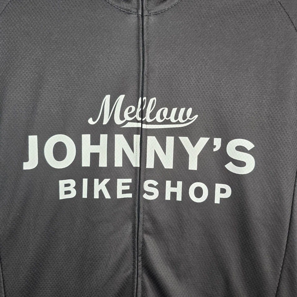 Camiseta deportiva de ciclismo Mellow Johnny's Bike Shop para hombre grande negra cremallera completa hecha en Italia Foto 2 de 4