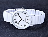 Excellanc Damen Armband Frauen Uhr Elastisches Zugband Weiß Flex Band 2