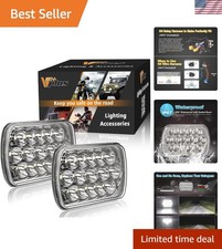 2PCS Rectangle H6054 LED Headlights 5x7 7x6 Headlamp Hi/Low Sealed Beam H4 90...