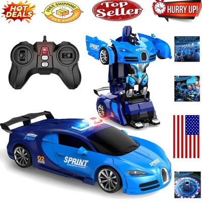 Transforming RC Car & Robot with LED Lights for Kids