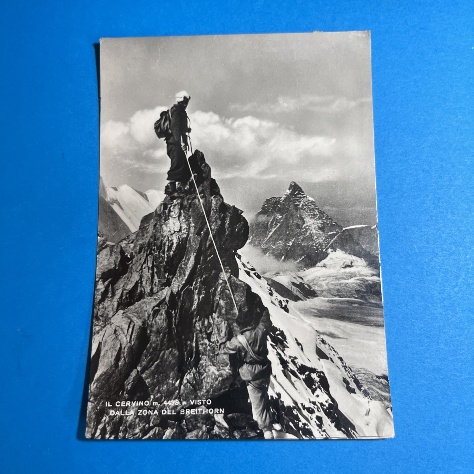 IL CERVINO M. 4478 VISTO DALLA ZONA DEL BREITHORN VIAGG- CARTOLINA BIANCO E NERO