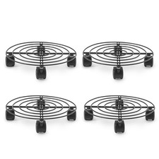 4PCS Pot Stand Metal Stand Caddy Holder Mover Trolley Plate Plant Round on Wheel