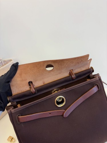 Hermes Herbag 31 Brown Leather Canvas Gold Hardware Pre-Owned - Picture 15 of 23