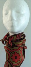 Vtg 1960s Vera Neumann Silk Rayon Mod Scarf FALL Colors Hand Rolled 26" Japan