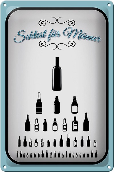 Schild Blech 20X30Cm - Made In Germany - Spruch Sehtest FüR MäNner Bier Metall D-image