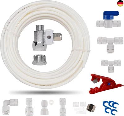 ilauke 15m Wasserzulaufleitung Universal Anschluss-Set mit T Stück, 11 Stück RO