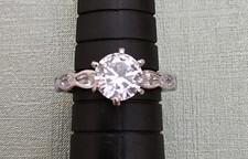 Round Cz Vintage Style Solitaire Engagement Ring in 925 Silver Size 5