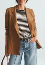 Veronica Beard Brown Double Breasted Blazer Jacket SZ 8 Ruched Sleeves 698 MSRP