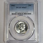 1963-P Washington Quarter PCGS MS62 Certified, 90% Silver, Beautiful Coin!