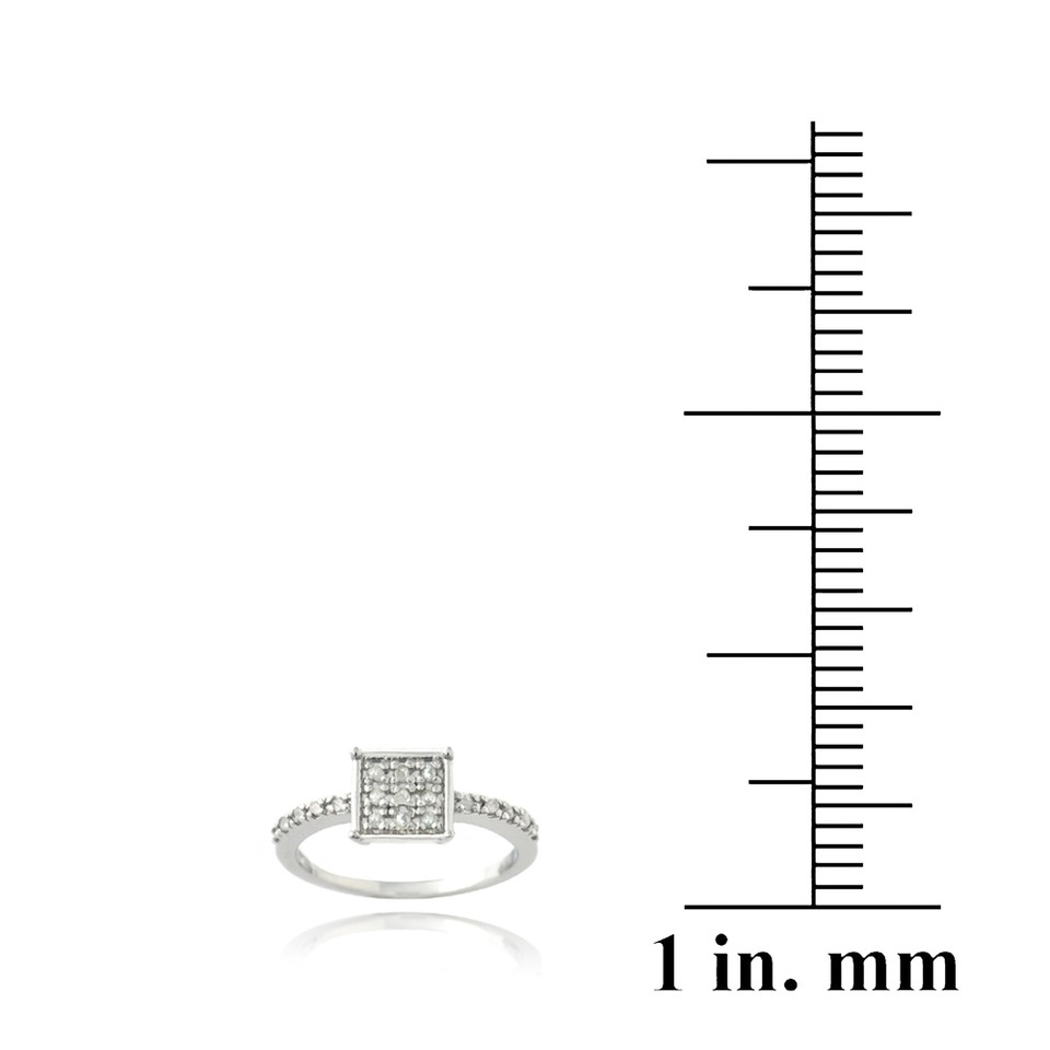 925 Silver 1/5ct Square Diamond Promise Ring eBay