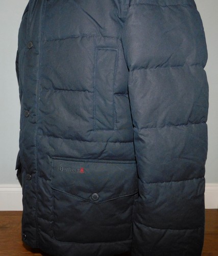 Barbour Mens Sz L Baffle Trellon Wax Jacket Quilted Navy Coat Puffer $570! NEW - Picture 8 of 16