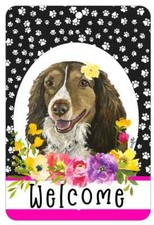 Brittany Spaniel Aluminum Indoor/Outdoor Paw Prints Welcome Sign