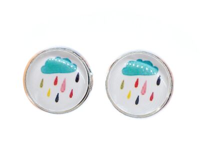 Colorful Rain Cloud Earrings Miniblings Dangle Sky Clouds Thunderstorm Rainbow
