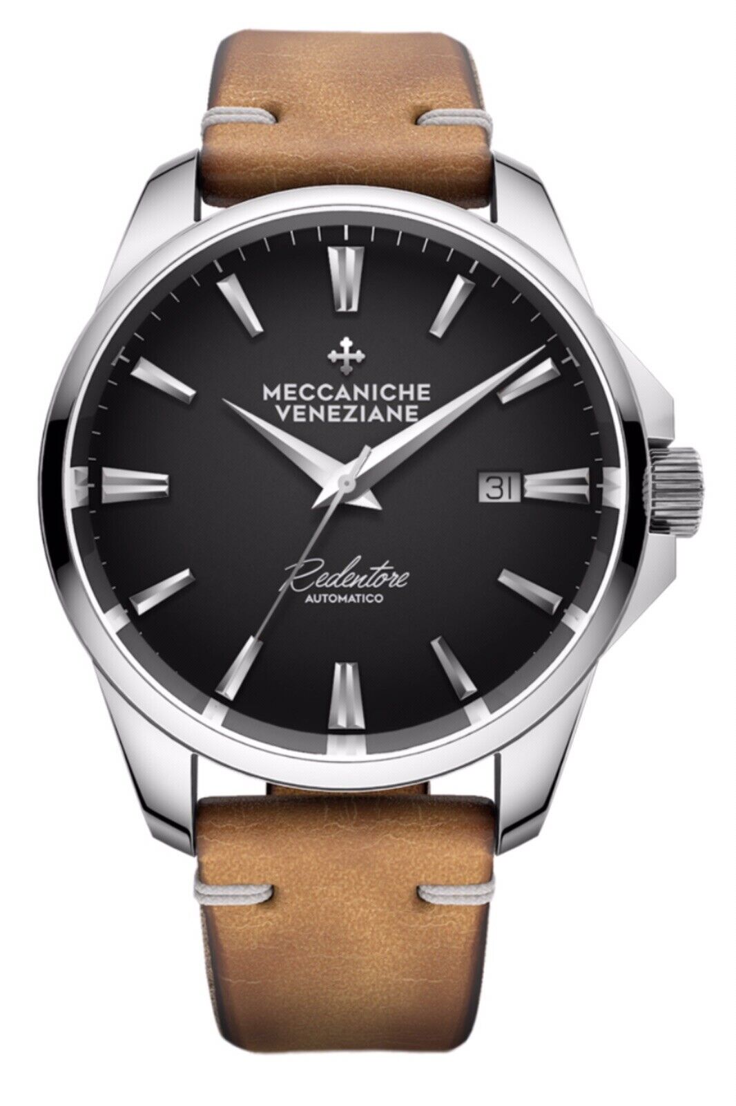 Meccaniche Veneziane Automatic Watch Redentore 4.0 Black, Leather Band, 1301002