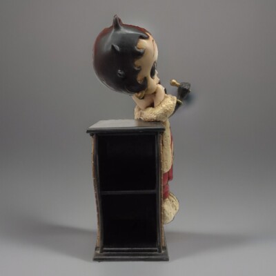 Vtg Betty Boop Resin & Wood Figurine Piano CD Tower 23” Side