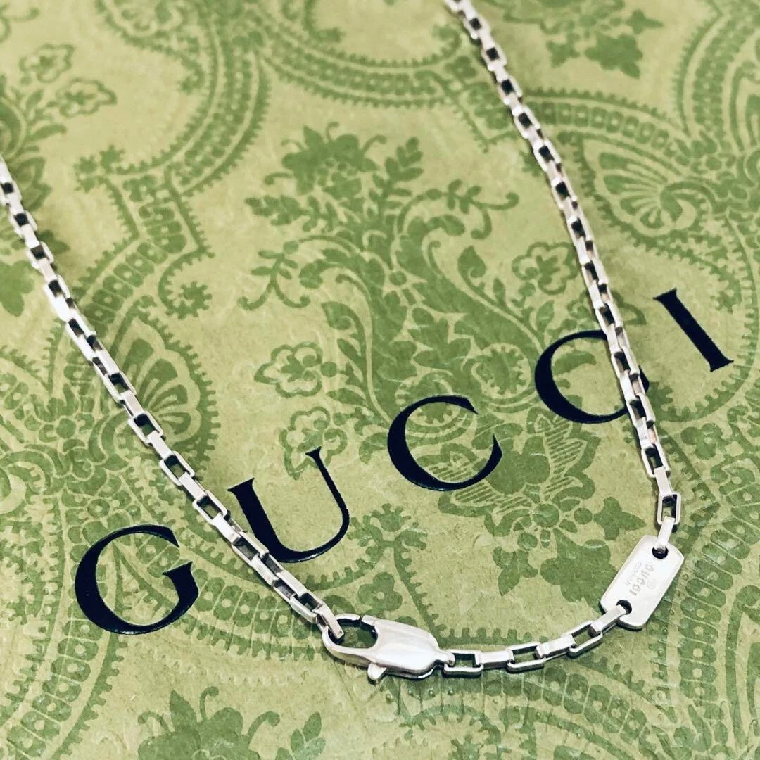 Collier chaîne vénitienne GUCCI argent sterling 925 pendentifs mode bijoux Japon