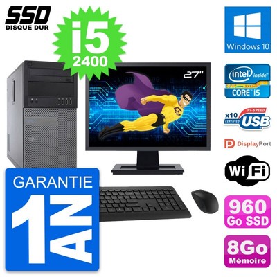 PC tour DELL 790 MT Bildschirm 27 '' Intel i5-2400 RAM 8Go SSD 960Go Windows 10