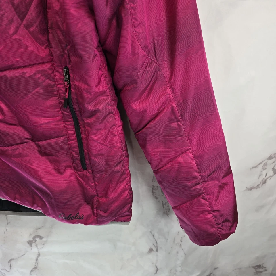 Cabelas Jacket Women XL Pink Black Puffer Primaloft Insulated Synthetic Coat  - Image 4 of 4