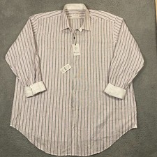 178 Robert Graham Dress Shirt size 20/50 Flip Cuff Paisley Stripe Zane NEW