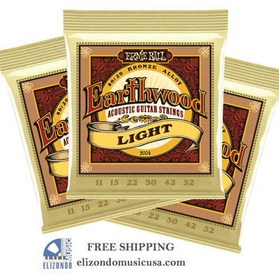 Ernie Ball P02004 Earthwood 80/20 Light Acoustic Strings 3 SETS  UPC749699120049