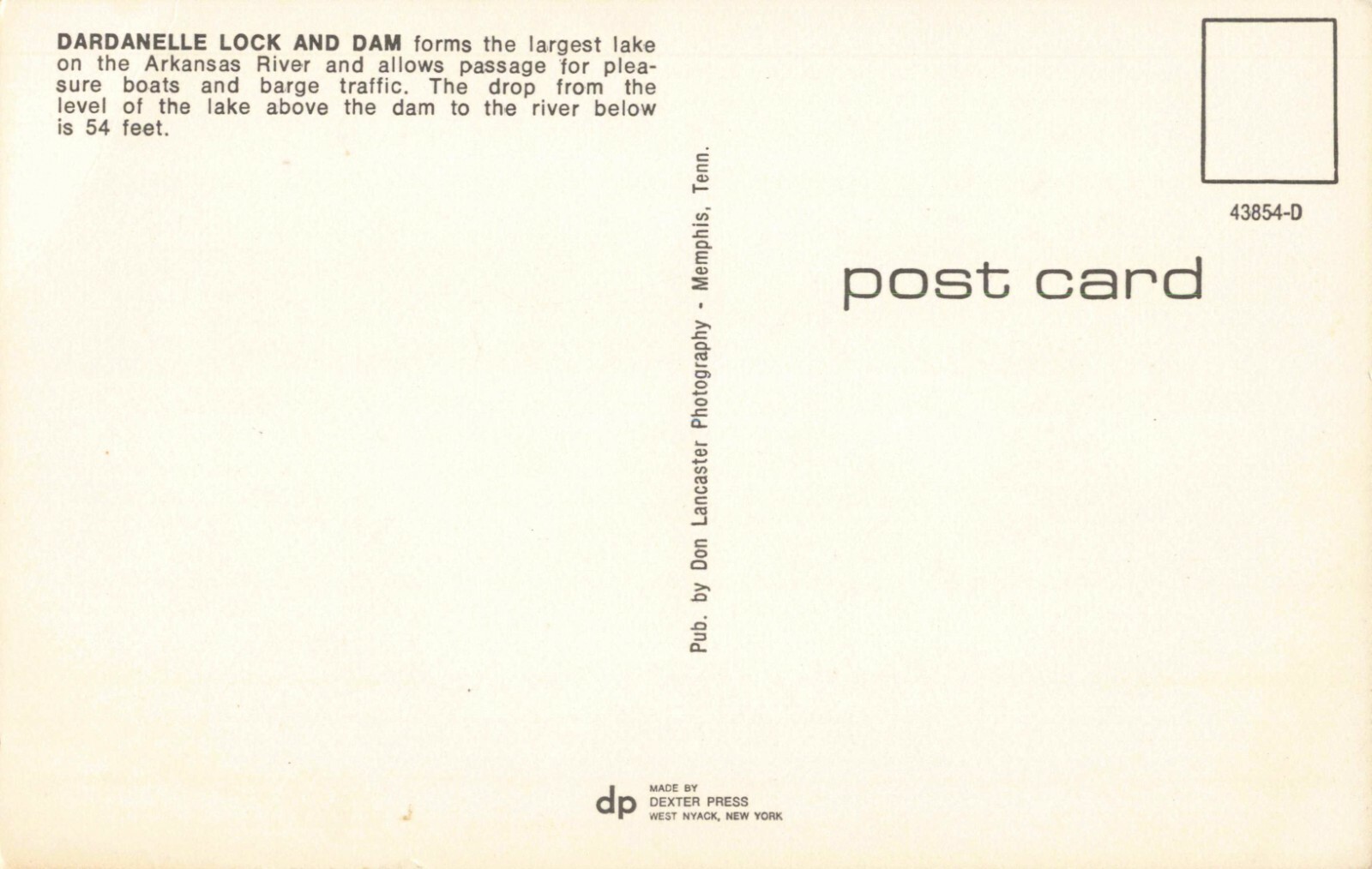 Postcard Dardanelle Lock and Dam Arkansas eBay