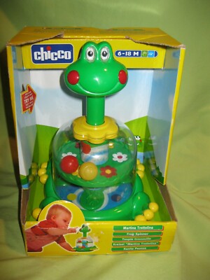 CHICCO Artsana ITALY Baby 6-8 Months FROG SPINNER Push Down Spinning Toy NRFB