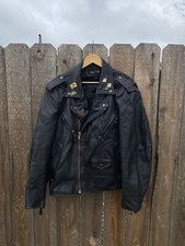 Vintage 90s Mirage Biker Leather Jacket w Pins Size XL Made In Korea
