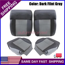4PCS For Ford F150 2004-2008 Both Side Bottom & Top Cloth Seat Cover Dark Gray